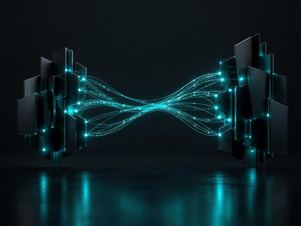 Two system clusters joined by a bridge of light