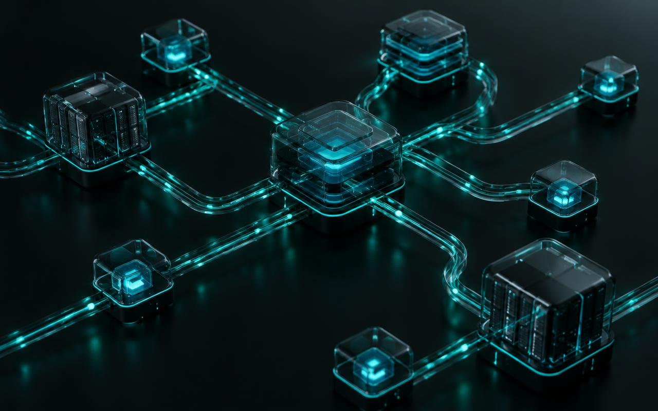 Abstract render of interconnected systems and data pipelines