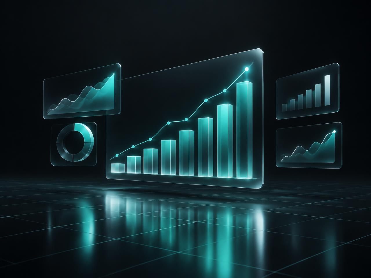 Abstract render of rising analytics charts