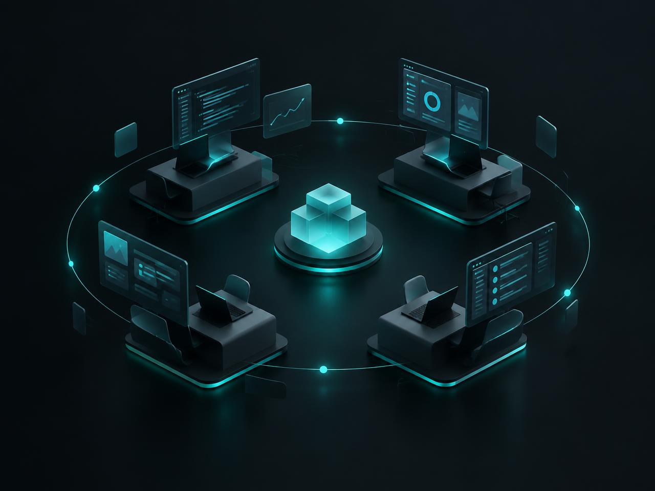 Abstract render of a connected development team